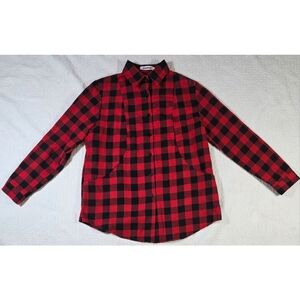 Abollria Red and Black Plaid Button-Up Shirt
